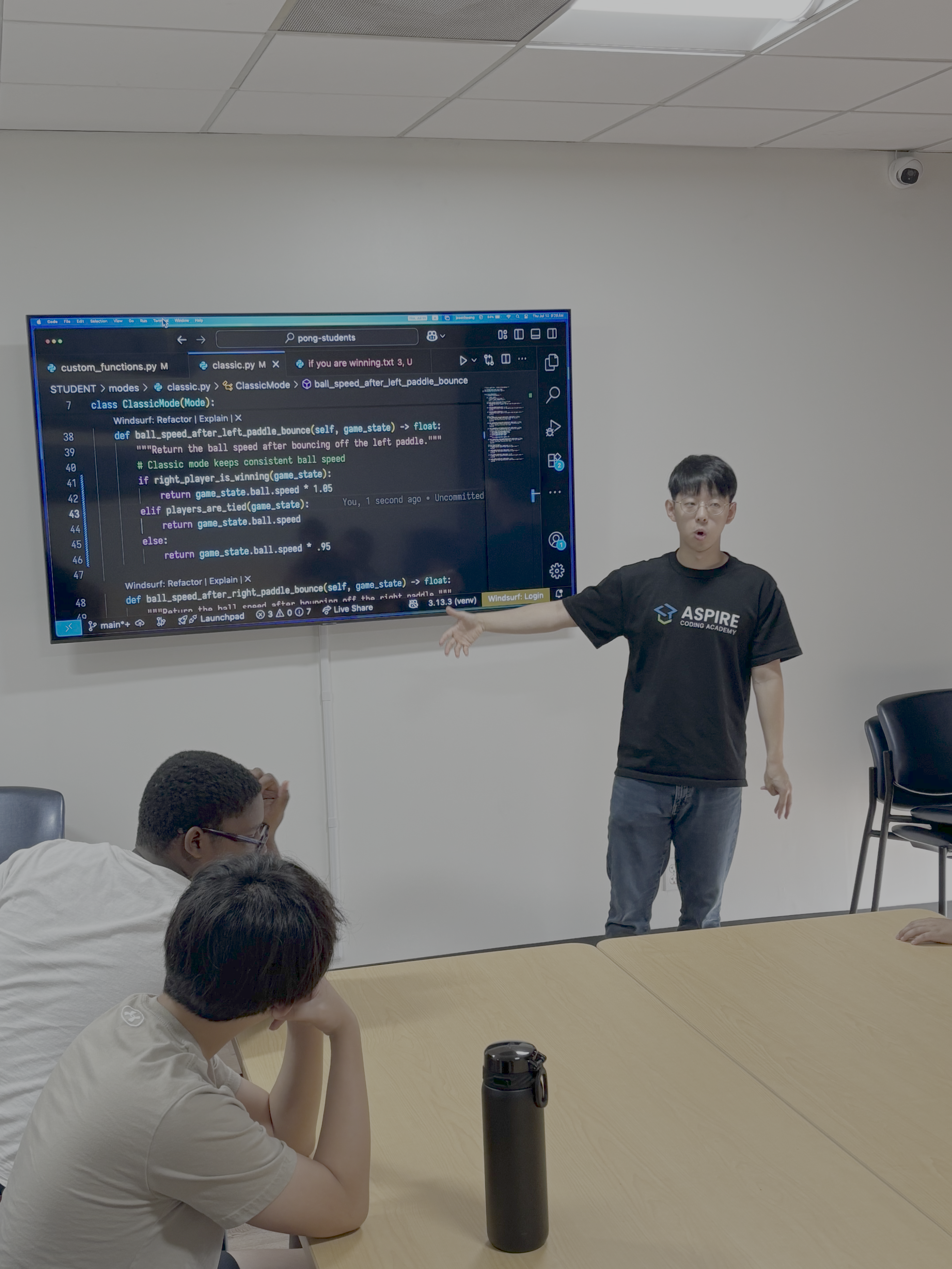 Student working on code